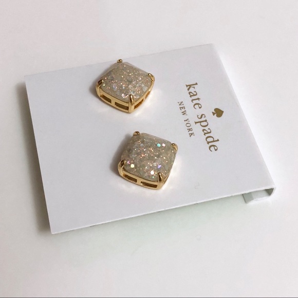 Kate Spade opal white glitter stud earrings - Picture 2 of 3